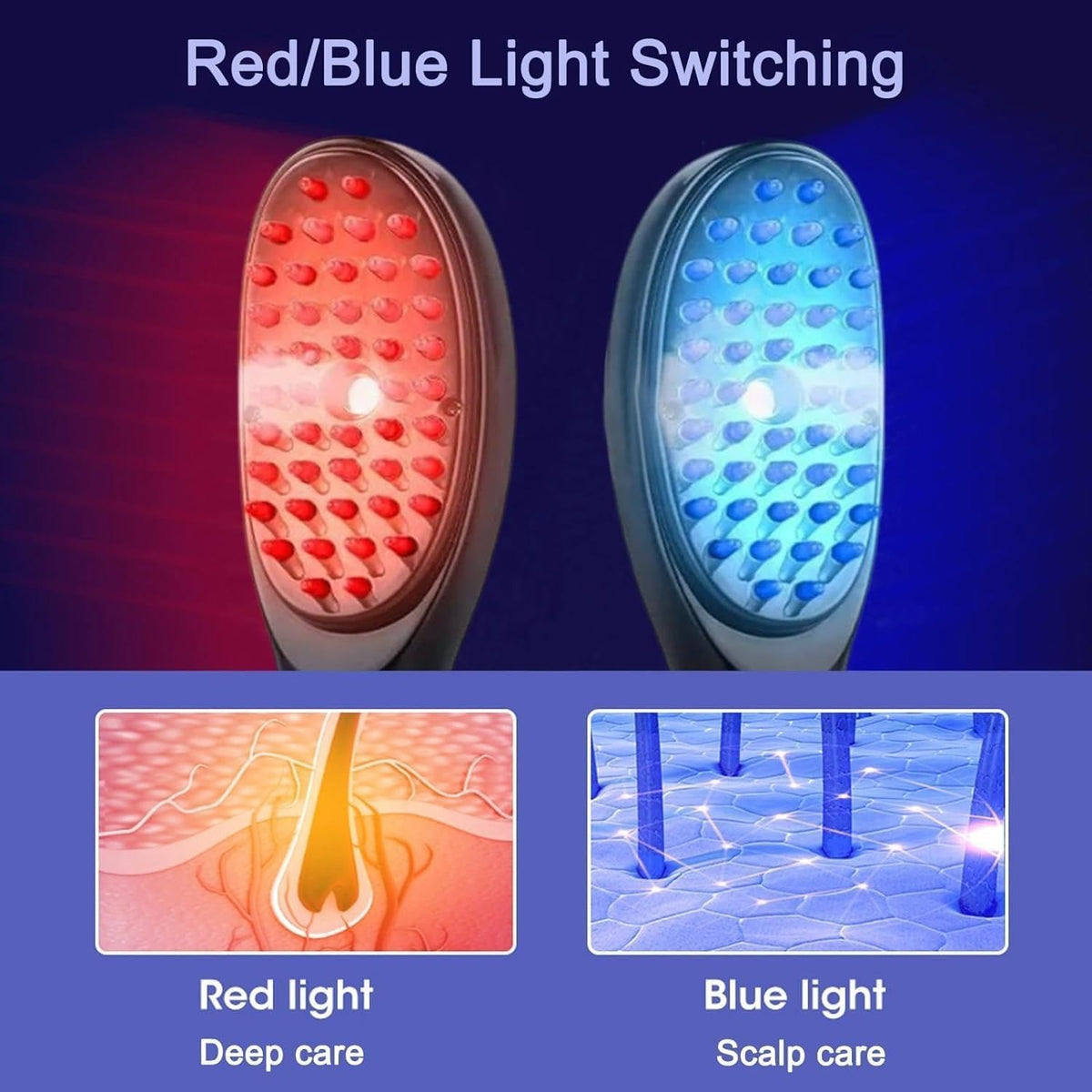 Electric 3D Scalp Massage Comb with Steam Spray & Red/Blue Light