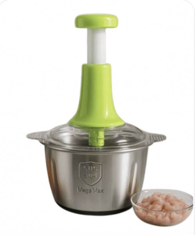 2L Manual Food Chopper – Stainless Steel Push Chopper | Vegetable & Nuts Cutter