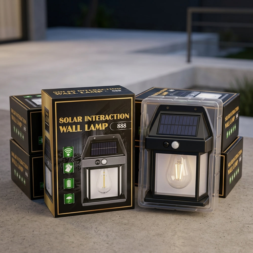 Solar Outdoor Wall Lamp with Motion Sensor – Model 888 | Waterproof LED Light