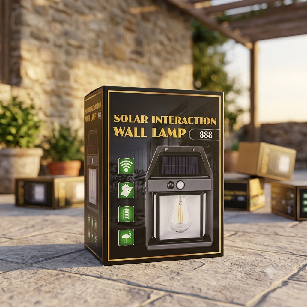 Solar Outdoor Wall Lamp with Motion Sensor – Model 888 | Waterproof LED Light
