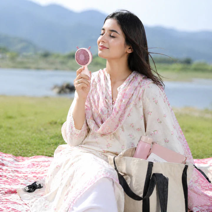 Portable USB Rechargeable Mini Handheld Fan – Strong Airflow | Random Color