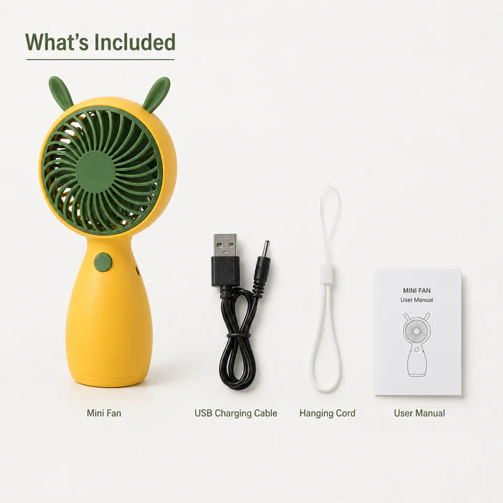 Portable USB Rechargeable Mini Handheld Fan – Strong Airflow | Random Color