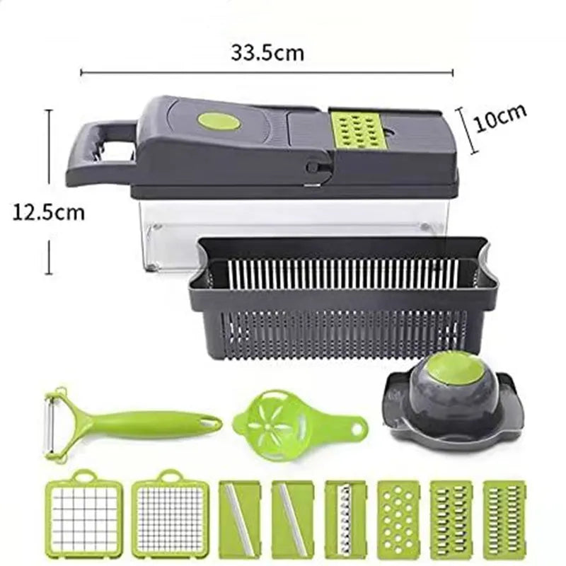 16-in-1 Vegetable Chopper, Dicer & Slicer with Storage Container