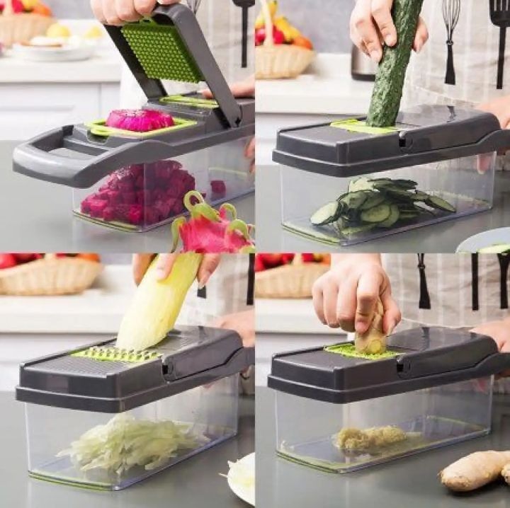 16-in-1 Vegetable Chopper, Dicer & Slicer with Storage Container