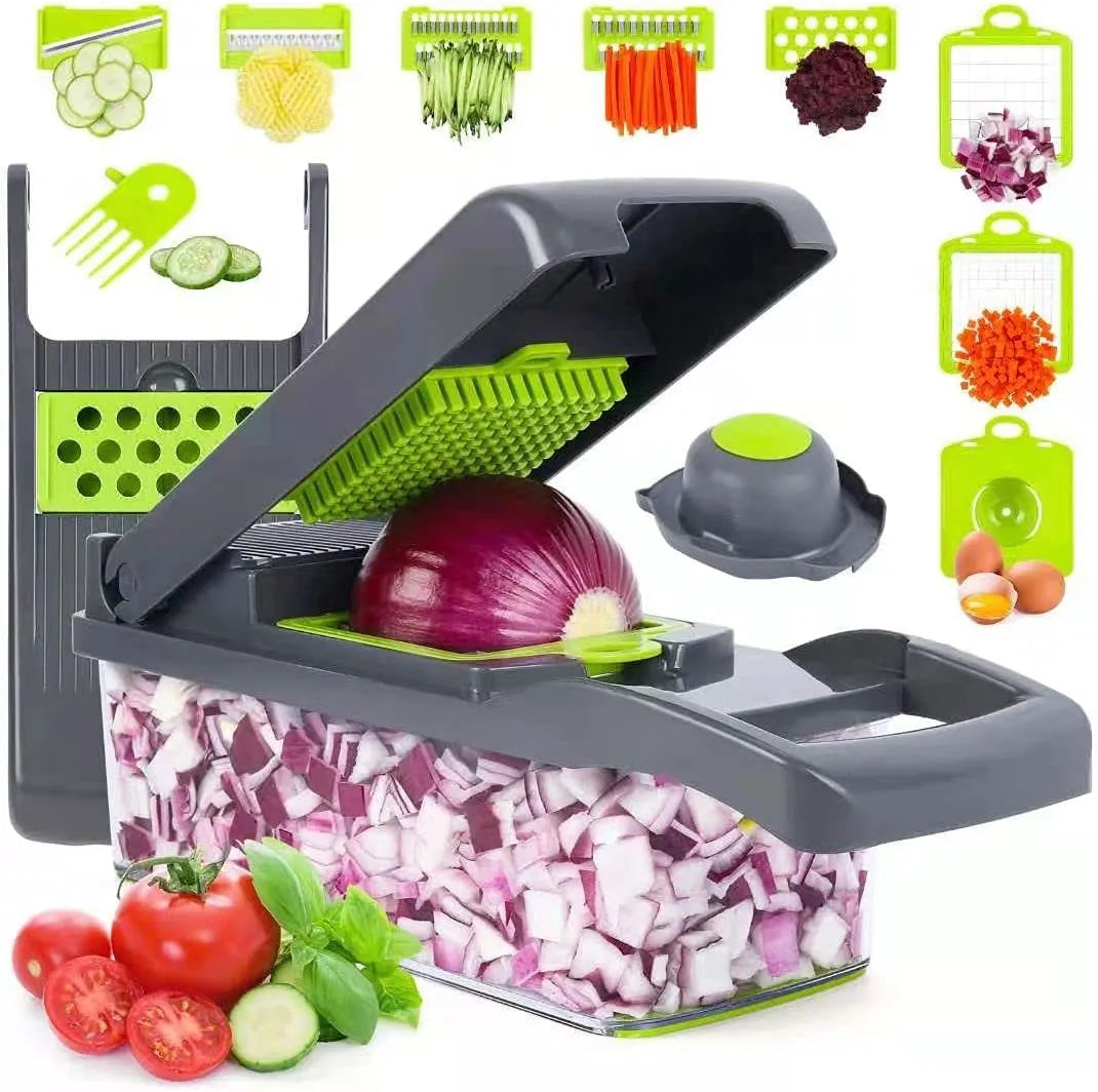 16-in-1 Vegetable Chopper, Dicer & Slicer with Storage Container