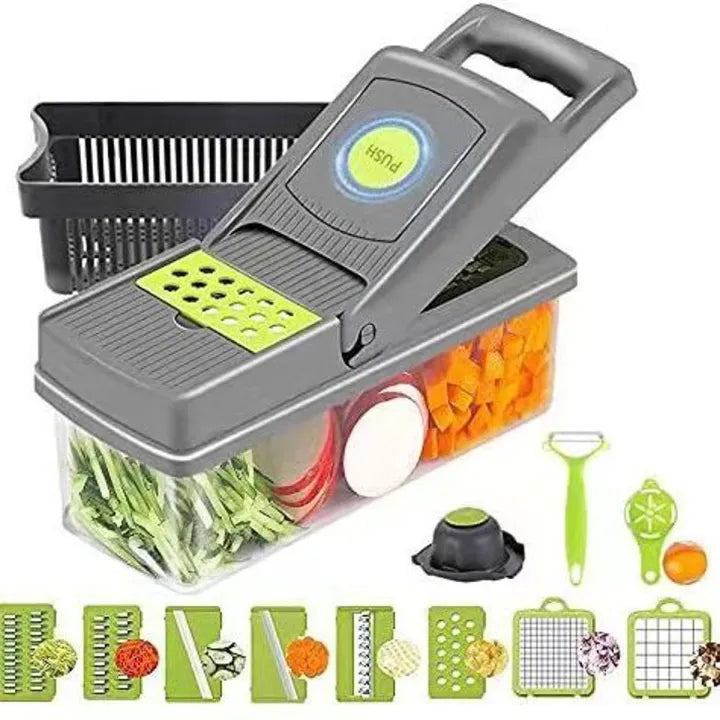 16-in-1 Vegetable Chopper, Dicer & Slicer with Storage Container
