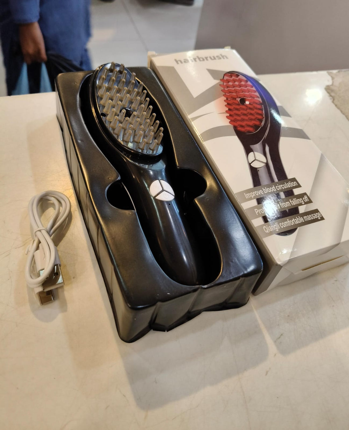 Electric 3D Scalp Massage Comb with Steam Spray & Red/Blue Light