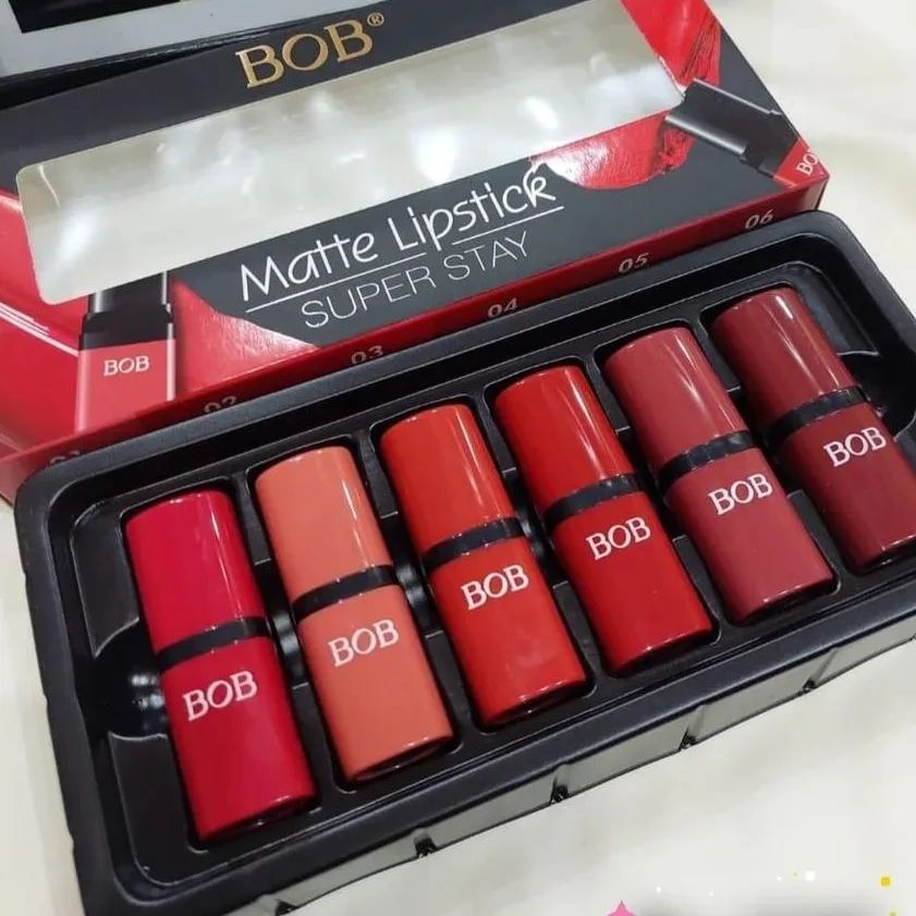 6 Pcs Matte High-Pigmented Lipstick Set – Long-Lasting Lip Color