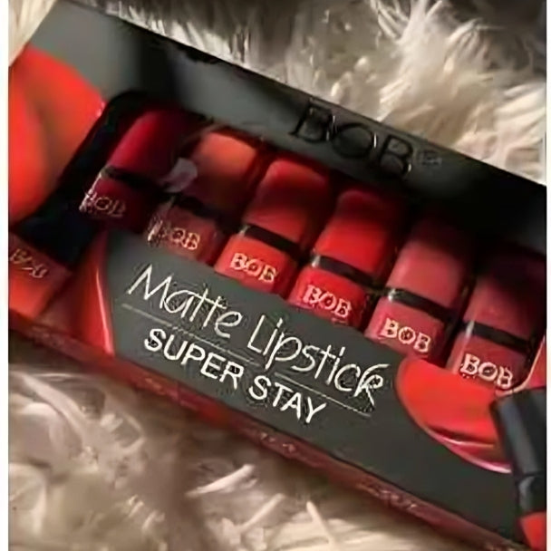 6 Pcs Matte High-Pigmented Lipstick Set – Long-Lasting Lip Color